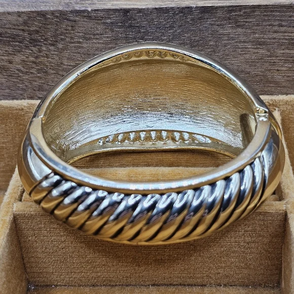 Spring Street By Nordstrom Chunky Bold Rhinestone Goldtone Clamper Bracelet - Picture 4 of 7